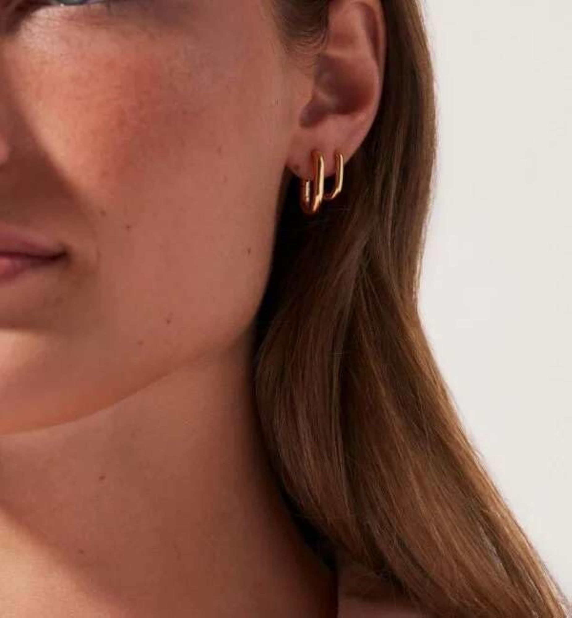 Women's Hailey Oblong Hoops Earrings, 18K PVD Gold Plated